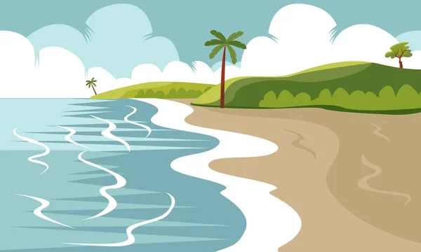 Paisaje Tropical Costa Costa Hermosa Playa Fondo Vector Ilustración — Vector de stock