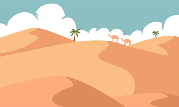 Desert Sand Dunes Landscape Background Vector Illustration — Stock Vector