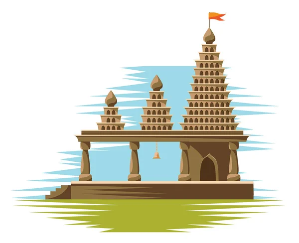 Traditionele Religieuze Hindoe Tempel Vector Illustratie — Stockvector