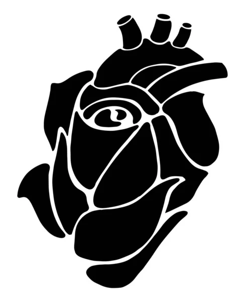 Heart Rose Hand Drawn Sketch Drawing Vector Illustration — Stock Vector