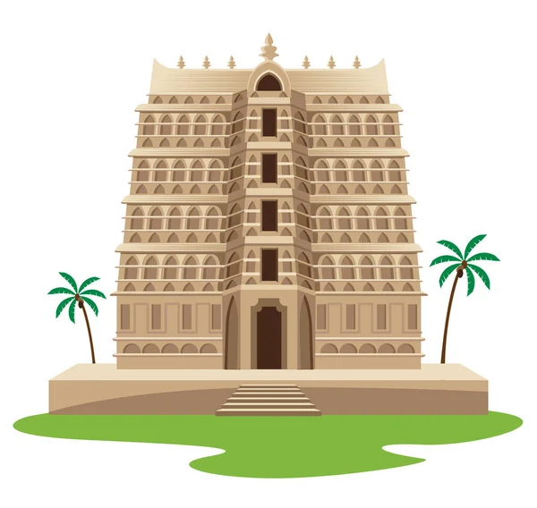 Hindoe Zuid Indische Tempel Structuur Vector Illustratie — Stockvector