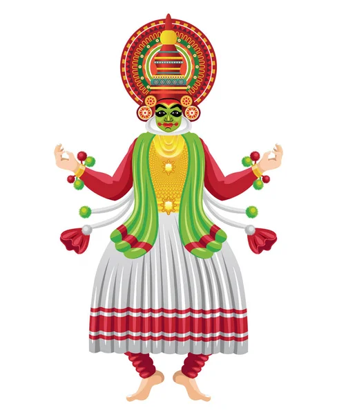 Illustration Vectorielle Danseuse Kathakali Indienne — Image vectorielle