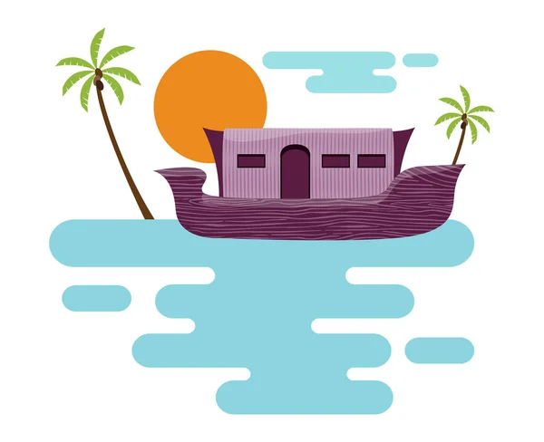 Vetor Barco Tradicional Kerala —  Vetores de Stock