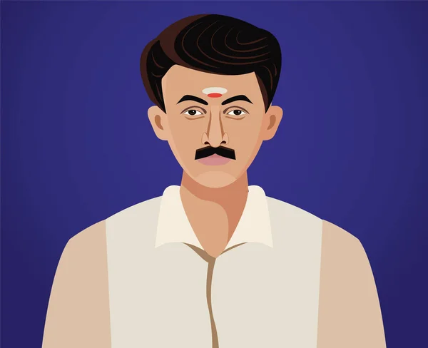 Jižní Indián Muž Zblízka Vektorové Ilustrace — Stockový vektor