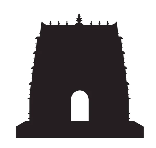 Zuid Indische Tempel Silhouet Vector Illustratie — Stockvector