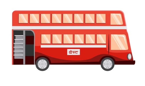 Autobus Due Piani Mumbai Isolato Vettoriale Illustrazione — Vettoriale Stock