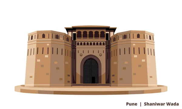 Tarihsel Simge Pune shaniwar wada izole vektör çizimi