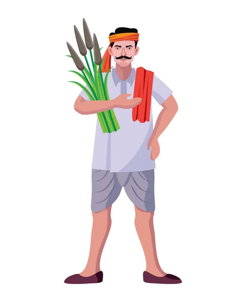 Hintli Çiftçi Vektör Çizimi — Stok Vektör