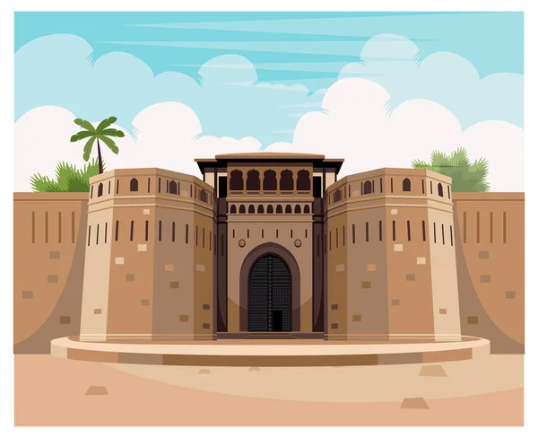 Historiska Shaniwar Vada Pune Maharashtra Fort Vektor Illustration — Stock vektor