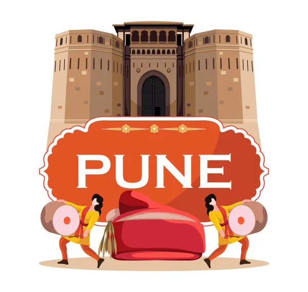 Pune Festival Kutlaması Shaniwar Wada Pagadi Vektör Illüstrasyonu — Stok Vektör