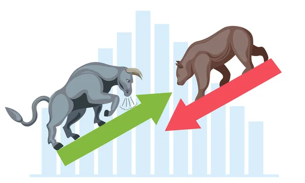 Bull ve Bear borsa konsept vektör çizimi