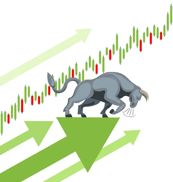 Bull Market Stocks Crescimento Vetor Ilustração — Vetor de Stock