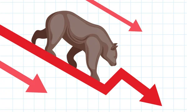 Queda Mercado Ações Com Ilustração Vetorial Urso — Vetor de Stock