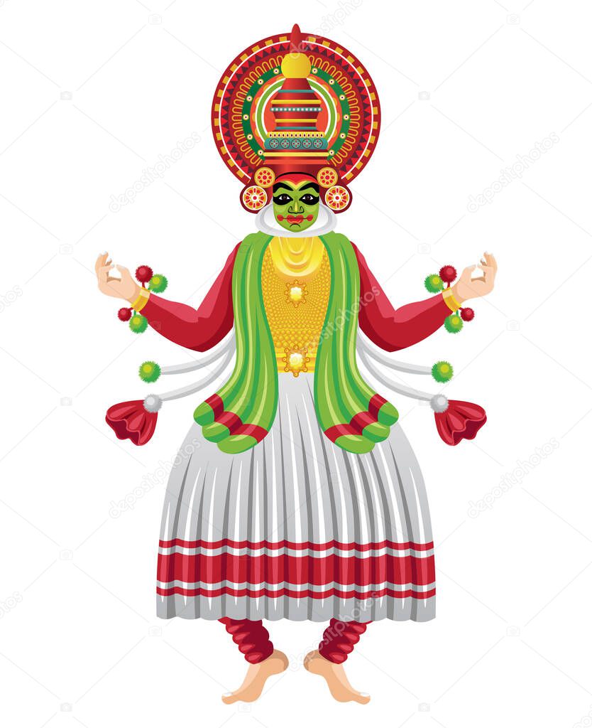 indian kathakali dancer vector illustration