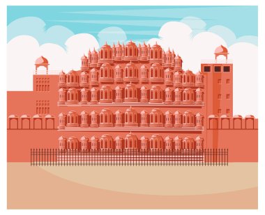 Rajasthan turizmi hawa mahal vektör illüstrasyonu