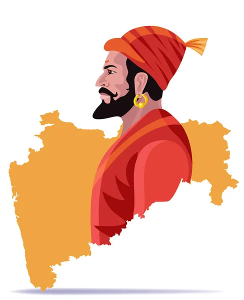 Hindu Kral Shivaji Maharaj Maharashtra Harita Vektör Illüstrasyonu — Stok Vektör