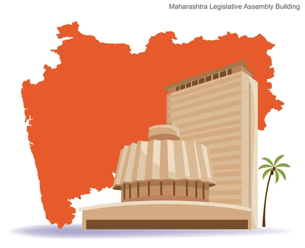 Maharashtra Yasama Meclisi Mahharashtra Harita Vektör Illüstrasyonlu Bina — Stok Vektör