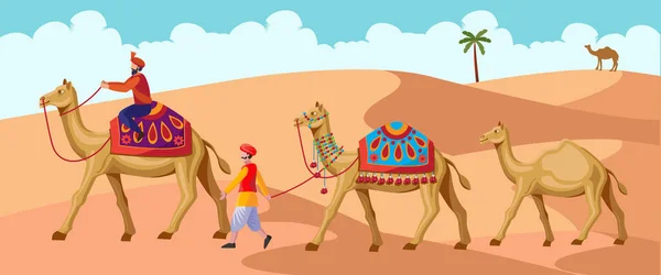 Viagem Rajasthan Com Ilustração Vetor Camelo — Vetor de Stock