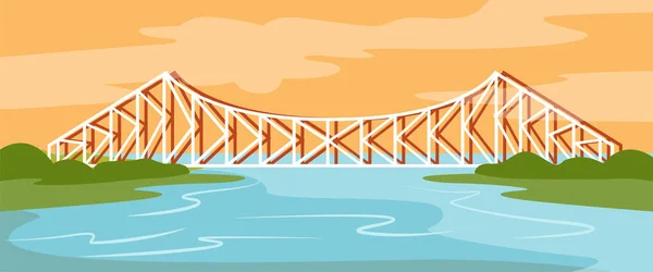 Howrah Bridge Kolkata Western Bengal India Vector Illustration — 图库矢量图片