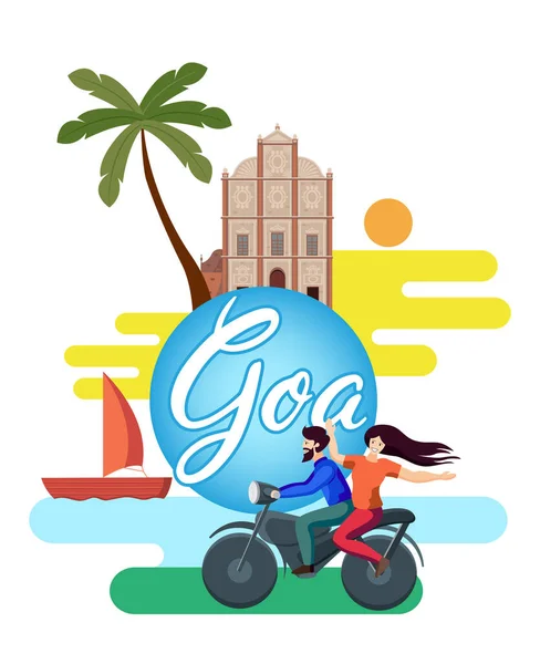 Goa Turisme Kolase Desain Vektor Ilustrasi - Stok Vektor