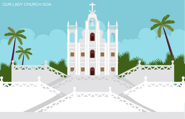 Nuestra Señora Iglesia Goa Vector Ilustración — Archivo Imágenes Vectoriales