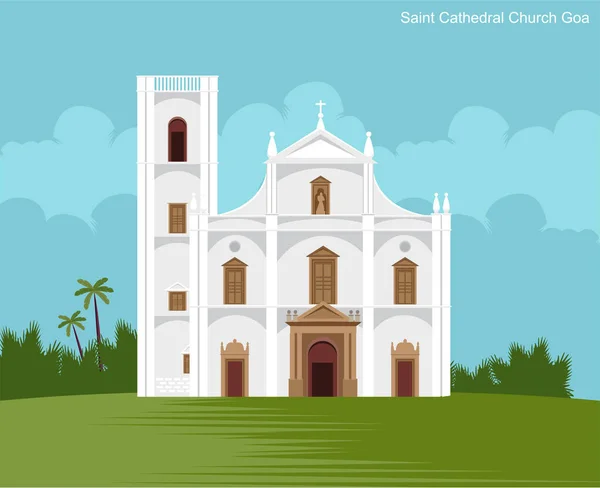 Igreja Santa Catedral Goa Vetor Ilustração — Vetor de Stock