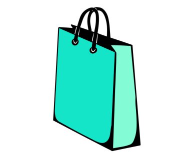 El çizimi alışveriş çantası izole edilmiş vektör illüstrasyonu