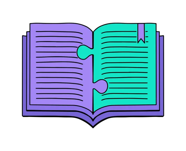 Open Book Jigsaw Puzzle Vector Illustration — Stock Vector