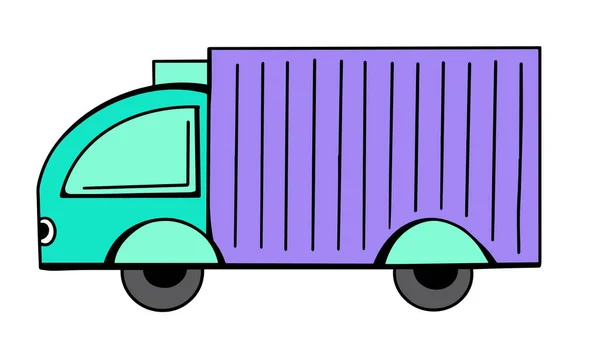 Met Hand Getrokken Zware Vrachtwagen Voor Vervoer Vector Illustratie — Stockvector