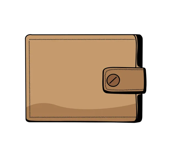 Hand Drawn Men Leather Wallet Vector Illustration — Stock Vector