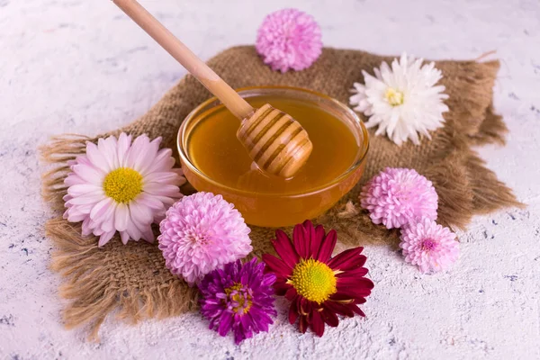 Fresh Floral Honey Flowers White Background — Stock Photo, Image