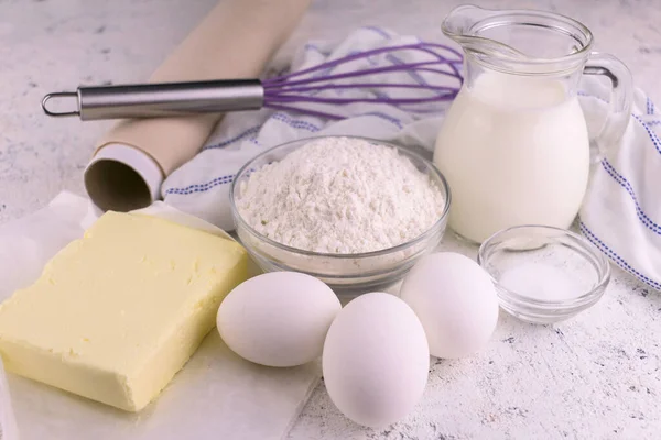 Ingredients Baking White Background Close — Stock Photo, Image