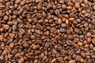 Fasulye arkaplanı. Bir sürü kavrulmuş kahve..