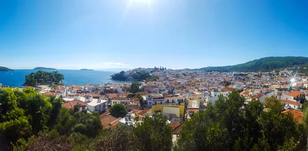 Ilha Skiathos Skiathos Grécia Lugar Mágico Sempre Ensolarado Hospitaleiro Fervendo — Fotografia de Stock