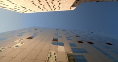 Modern Ofis Binaları. Gökdelenlerin düşük açılı görüntüsü.