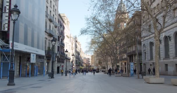 Portal de Angel street. gågata i centrala Barcelona — Stockvideo