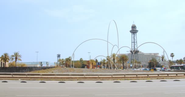Onepark, plaza de les drassanes em Barcelona, perto do porto marítimo — Vídeo de Stock
