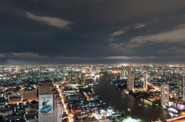 Panorama görüş vasıl gece bangkok city scape 