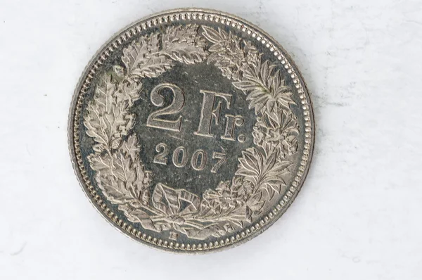 2 Suiza Franken Coin 2007 plata — Foto de Stock