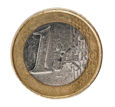 beyaz zemin üzerinde bir Euro para frontside