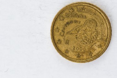 50 euro cent sikke Espania Cervantes arka ile göz kullanılan