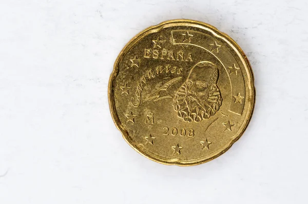 Moneda de 20 céntimos con Espania aspecto usado en la parte trasera — Foto de Stock