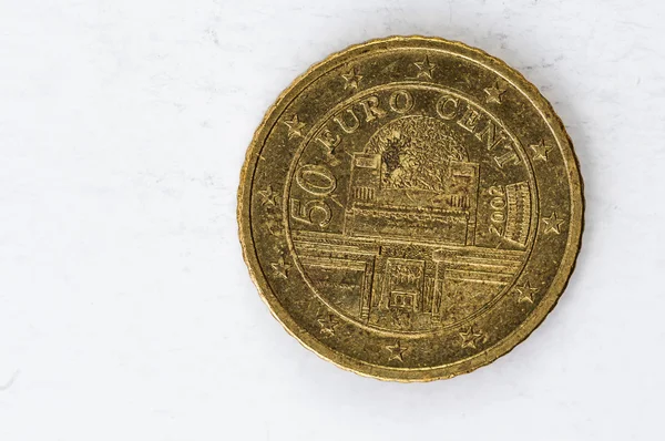 2002 arka ile 50 euro cent sikke bakmak kullanılan — Stok fotoğraf