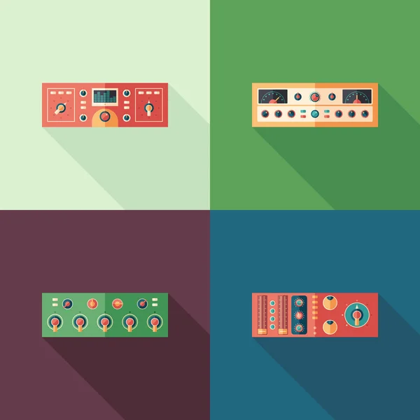 Compressores de áudio ícones quadrados planos. Conjunto 2 — Vetor de Stock