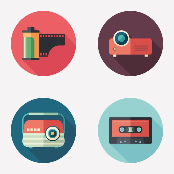 Foto en audio platte ronde pictogramserie. — Stockvector