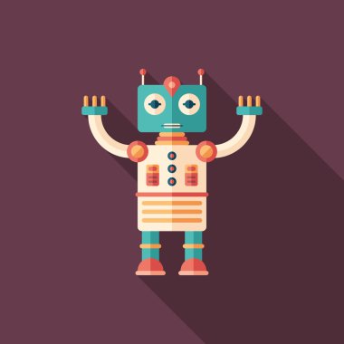 Robot Astronot düz uzun gölgeler ile kare simgesi.