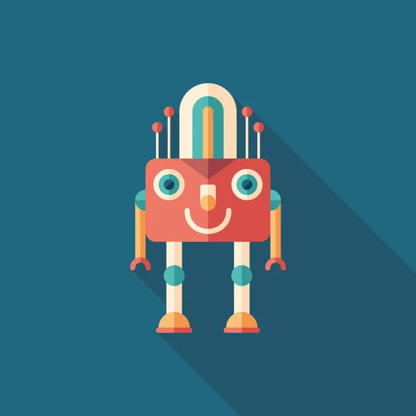 Robot lámpara plana icono cuadrado con largas sombras . — Vector de stock