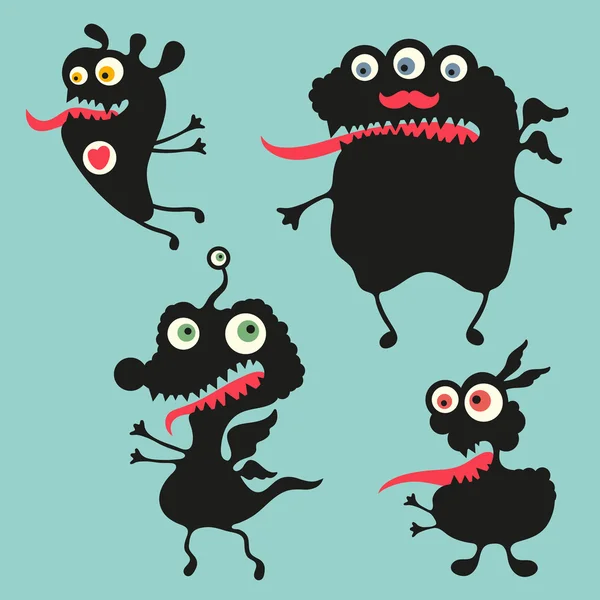 Happy monsters vectorafbeeldingen. 11 instellen — Stockvector