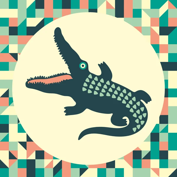 Crocodile avec fond vintage . — Image vectorielle