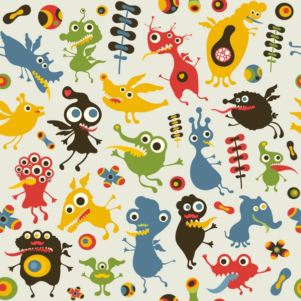 mutlu canavarlar ile renkli seamless modeli.